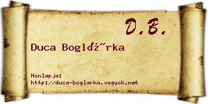 Duca Boglárka névjegykártya